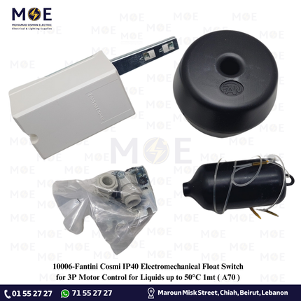 Fantini Cosmi IP40 Electromechanical Float Switch for 3P Motor Control for Liquids up to 50°C 1mt | A70 | فواشة طابة اوتوماتيك زيبق