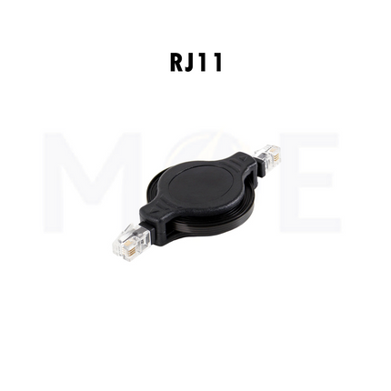 Retractable Extension Cable Black RJ11 Male-Male 1.5mt
