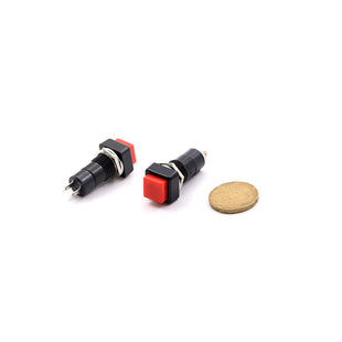 Latching Square Push Button Switch Red ON-OFF SPST 2Pin 3A 250VAC Ø11.5mm | PBS-12A K3080A - SLF6091A كباس مربع احمر