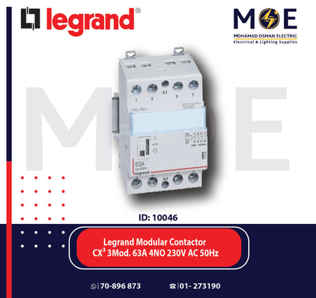 Legrand Modular Cont. CX³ 3module 63A 4NO 4P 230V AC 50Hz | 412556 | كونتكتور سكة