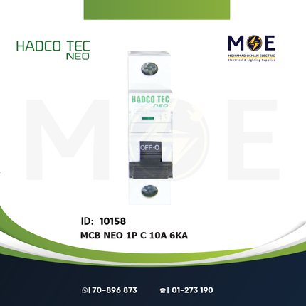 Hadco MCB NEO 1P C 10A 6kA | MAC-1x10A | دجنتور كهرباء مفرد - قاطع كهربائي
