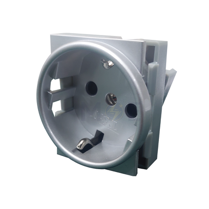 T&J German Socket Outlet Silver 16A 2P+E 2Module | W8728-CS | بريز شوكو فضي