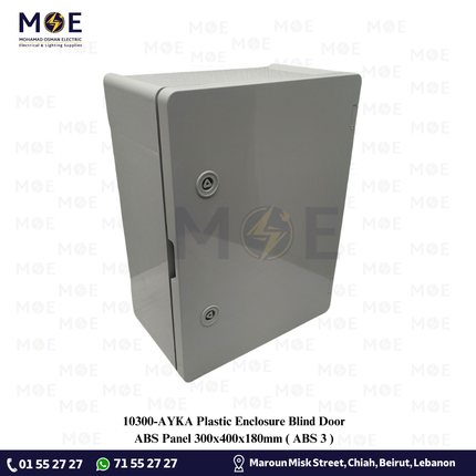 AY-KA Plastic Enclosure Blind Door ABS Panel 300x400x180mm | ABS 3 | خزانة بلاستيك درفة مسكرة