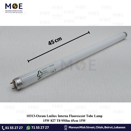 Osram Lmilux Interna Fluorescent Tube Lamp l 15W / 827 T8 950lm 45cm 15W | لمبة فلورسنت تيوب