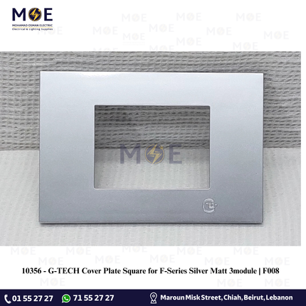 G-TECH Cover Plate Square for F-Series Silver Matt 3module | F008 | بلاك بلاستيك فضي مات
