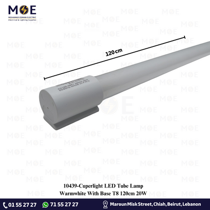 Cuperlight LED Tube Lamp Warmwhite With Base T8 120cm 20W | لمبة ليد تيوب مع قاعدة ورم وايت