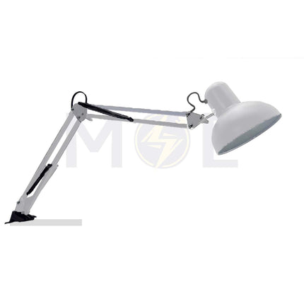 Desk Lamp with Clamp Swing Arm Desk Light & Power Switch White E27