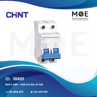 Chint MCB C (NB1 / NXB-63) 6kA 2P 50A | 814097 | دجنتور كهرباء مجوز - قاطع كهربائي