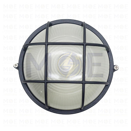 Round Bulkhead Lamp Ceiling Surface Light With Grid Small Black E27 BL12 - هيبلو سقف فارغ مدور مع شبك اسود حجم صغير (1)