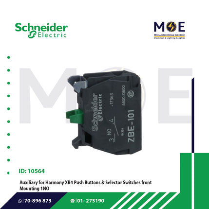 Schneider Auxiliary for Harmony XB4 Push Buttons & Selector Switches front Mounting 22mm 1NO | ZBE101 | مساعد مفتاح صناعي و كباس - اكزليير