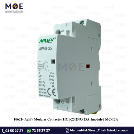 Aelifv Modular Cont. HC1-25 2NO 25A 1module | MC-12A | كونتكتور سكة