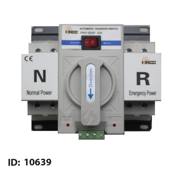Kinee Change Over Switch / Dual Power Automatic Transfer Switch ATS 2P 63A | KN-63 KNS1-63/2P 63A | هاوس يدوي و اوتوماتيك مجوز