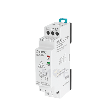 Tense Phase Failure Relay / Over & Under Voltage Protection Relay DIN 5A 250V AC 3P 1module | FKV-03N | حماية فاز ثلاثة فاز على سكة