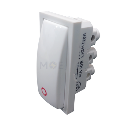 Major Light 1Way Switch Curved White 20A 250V | 5153 | مفتاح سخان مفرد بومبيه ابيض