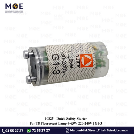 Dutek Safety Starter For T8 Fluorescent Lamp 4-65W 220-240V | G1-3 | ستارتر الكترونيك لمبة فلورسنت
