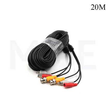 CCTV Camera Cable Extension 1x RCA M-M 1x BNC M-M 1x DC 5.5x2.5mm M-F 20mt كابل كاميرا جاهز
