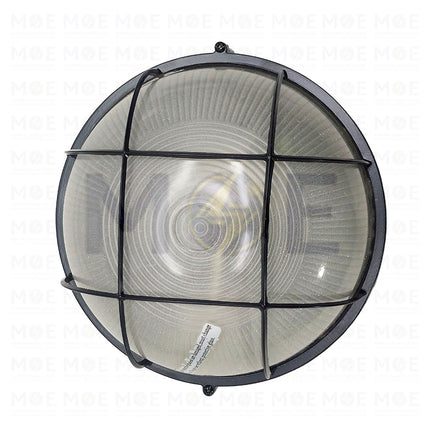 Round Bulkhead Lamp Ceiling Surface Light With Grid Large Black E27 FL8008(L) - هيبلو سقف فارغ مدور مع شبك اسود حجم كبير
