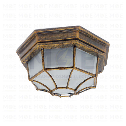 Waterproof Ceiling Light Fixture Surface Circular Bronze Large E27 8014(L) - غلوب سقف بلافونيه مطري مدور ظاهر شبك برونز كبير (1)