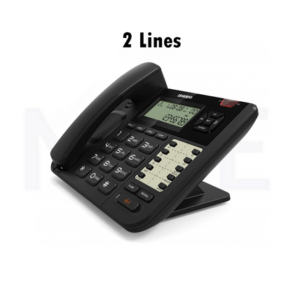 Uniden Landline Corded Desk Phone 2 Lines LCD Display Speaker Black AT8502