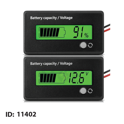 Digital Battery Capacity Monitor Voltmeter Panel Mount 12V 24V 36V 48V DC 6.1x3.3x1.4cm | YCAPCITYMETER | ساعة فولت و كثافة البطارية على خزانة