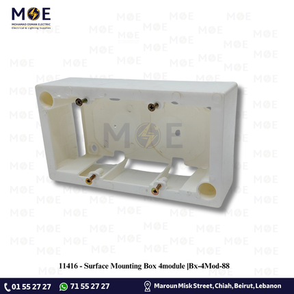 Surface Mounting Box 4module | Bx-4Mod-88 | بوات ظاهر مربع وطني