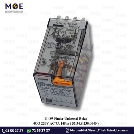 Finder Universal Relay 4CO 220V AC 7A 14Pin | 55.34.8.230.0040 | ريليه