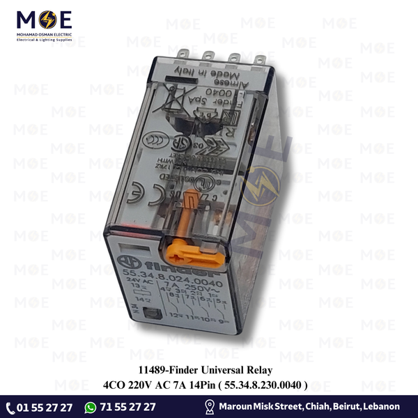 Finder Universal Relay 4CO 220V AC 7A 14Pin | 55.34.8.230.0040 | ريليه