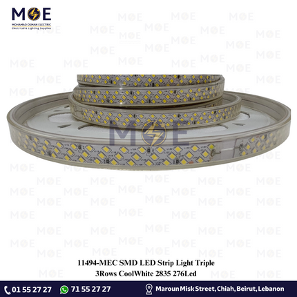 MEC SMD LED Strip Light Triple 3Rows CoolWhite 2835 276Led | ستريب ليد تربل كول وايت