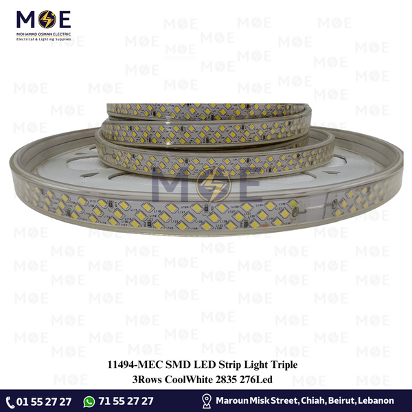 MEC SMD LED Strip Light Triple 3Rows CoolWhite 2835 276Led | ستريب ليد تربل كول وايت