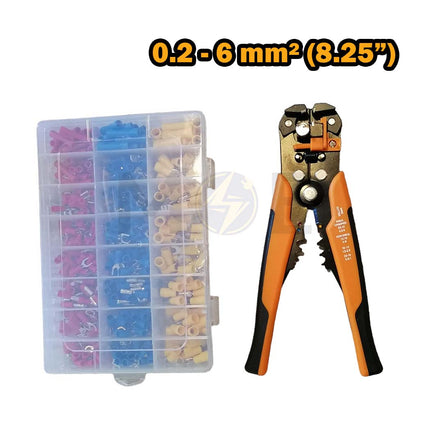 Multifunction Tool Kit Stripper, Cutter, & Hand Crimping Tool Including 400pcs Terminal 0.2-6mm²