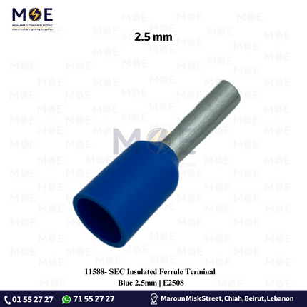 SEC Insulated Ferrule Terminal Blue 2.5mm | E2508 | كوس انبوب ازرق