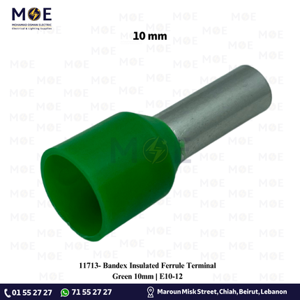 Bandex Insulated Ferrule Terminal Green 10mm | E10-12 | كوس انبوب اخضر
