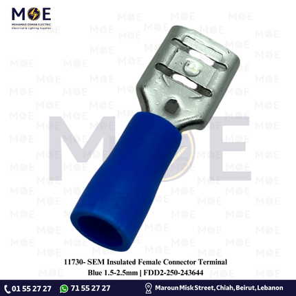 SEM Insulated Female Connector Terminal Blue 1.5-2.5mm | FDD2-250-243644 | كوس جارور ازرق
