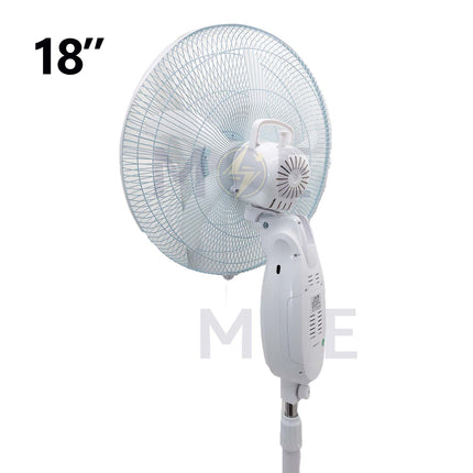 JTC Rechargeable stand fan with Remote Control & 4 Pieces LED & Timer & USB Port White 40W 18inch | F-2938HRS