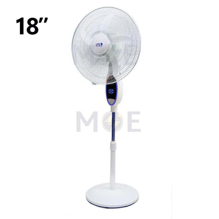 JTC Rechargeable stand fan with Remote Control & 4 Pieces LED & Timer & USB Port White 40W 18inch | F-2938HRS