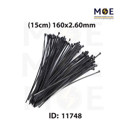 Elematic Cable Tie Black ( 15cm ) 160x2.60mm | 05206CE | رباط بلاستيك اسود