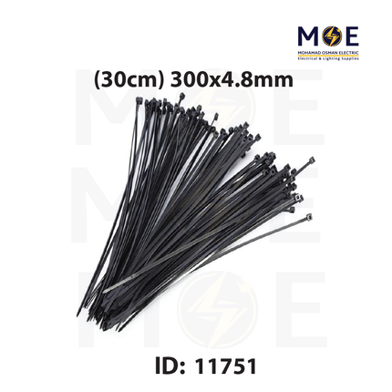 GW Cable Tie Black ( 30cm ) 300x4.8mm | GT-300STCB | رباط بلاستيك رفيع اسود