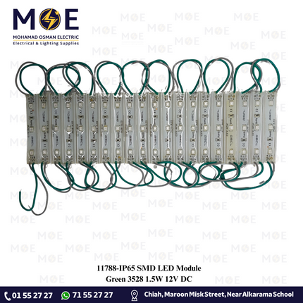 IP65 SMD LED Module Green 3528 1.5W 12V DC | ليد ارمات اخضر مطري