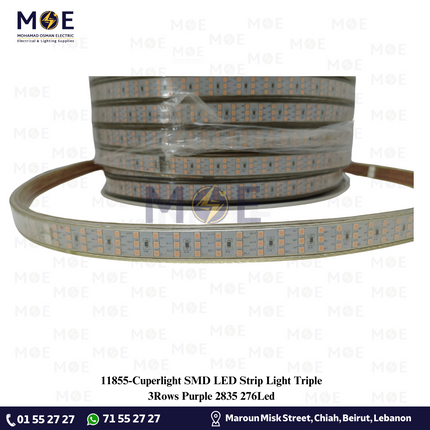 Cuperlight SMD LED Strip Light Triple 3Rows Purple 2835 276Led | ستريب ليد تربل موف