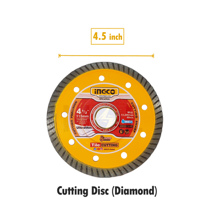 INGCO Ultrathin Diamond Wet Cutting Disc 115x22.2mm | DMD031151HT