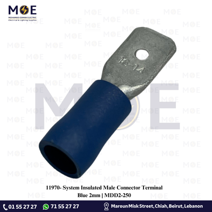 System Insulated Male Connector Terminal Blue 2mm | MDD2-250 | كوس جارور دكر معزول ازرق