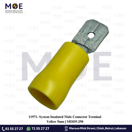 System Insulated Male Connector Terminal Yellow 5mm | MDD5-250 | كوس جارور دكر معزول اصفر