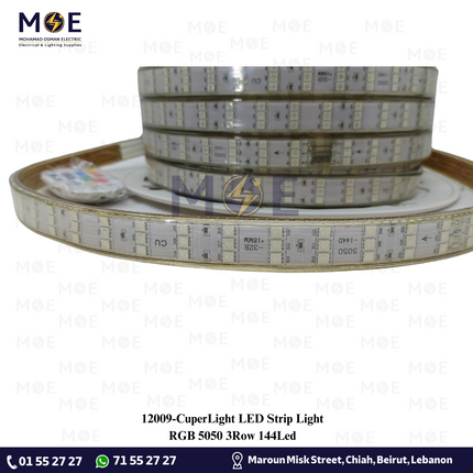 CuperLight LED Strip Light RGB 5050 Triple 3Row 144Led R50mt | بكرة ستريب ليد ملون