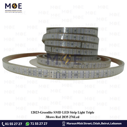 Greenlite SMD LED Strip Light Triple 3Rows Red 2835 276Led | ستريب ليد تربل احمر