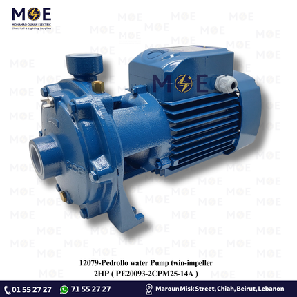 Pedrollo water Pump twin-impeller 2HP | PE20093-2CPM25/14A | موتور مياه دوبل توربين