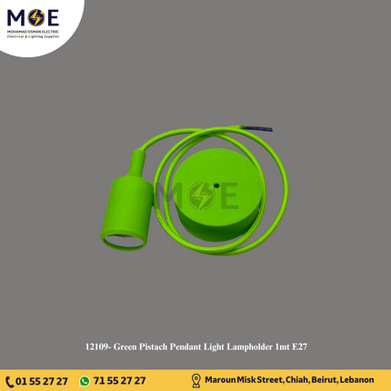 Green Pistach Pendant Light Lampholder 1mt E27 | تنزيلة دوي مفردة اخضر فستقي