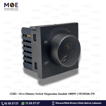 Orva Dimmer Switch Magnesium 2module 1000W | MS30246-270 | ديمر ضو مغنيسيوم