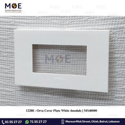 Orva Cover Plate White 4module | MS40000 | بلاك بلاستيك ابيض