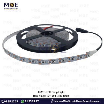 LED Strip Light Single Blue 12V 204Led R5mt | بكرة ستريب ليد ازرق