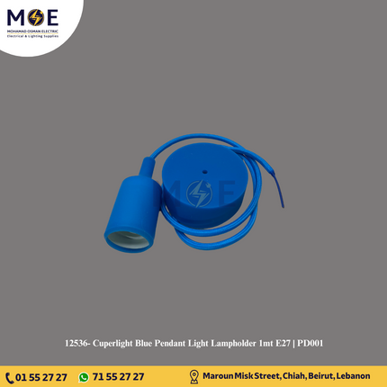 Cuperlight Blue Pendant Light Lampholder 1mt E27 | PD001 | تنزيلة دوي مفردة ازرق